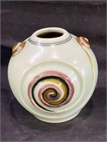 VTG Swirl Art Pottery Round Vase