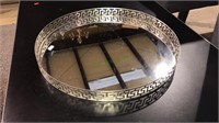 Decorator style round mirror tray with the Greek