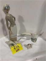 3 MARKED LLADRO FIGURINES (LADY MISSING WHAT SHE