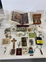ROSARIES OF ALL KINDS, ABALONE SHELL TRINKET BOX,
