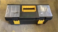 Small toolbox contains screwdrivers, wrenches, a