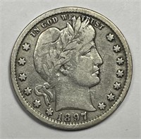1897-O Barber Silver Quarter Fine F