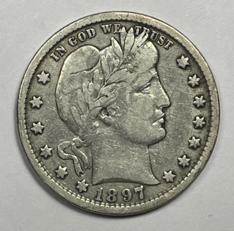 1897-O Barber Silver Quarter Fine F