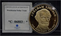 24 Karat Gold CLAD Abraham Lincoln Proof Coin