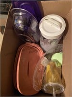 2 boxes of storage containers, Tupperware plus