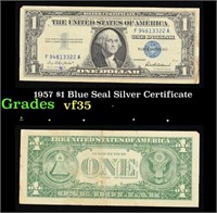 1957 $1 Blue Seal Silver Certificate Grades vf++