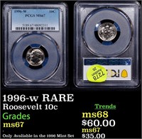 PCGS 1996-w Roosevelt Dime RARE 10c Graded ms67 By