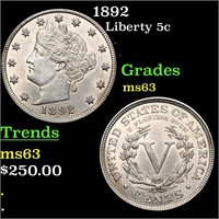 1892 Liberty 5c Grades Select Unc