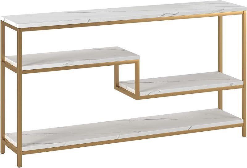 Henn&Hart Mathis Console Table, 55" Wide, Gold