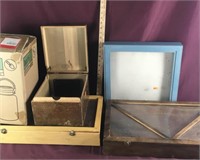 Lot of Display Cases and Clear Glass Lantern
