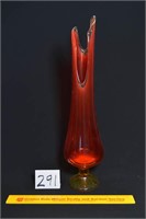 Vintage Red Swung Glass Vase
