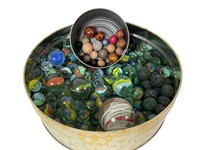 Tin Full Of Marbles to Include Clays