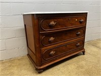 3-drawer Victorian Marble Top Chest of Drawers