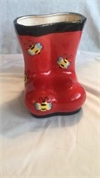 Red boots and bees ceramic planter