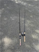2 FISHING POLES ONE WITH REEL ONE WITHOUT