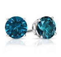 .50 Ct Blue Diamond Stud Earrings Low Reserve
