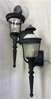 Pair of Outdoor Lanterns with Milk Galss Shade by