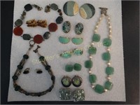 3 Necklaces & 9 Clip on earrings