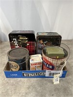 Tin lunchboxes and vintage tin cans