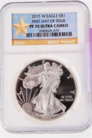 Coin 2015 W Silver Eagle NGC PF70 Ultra Cameo