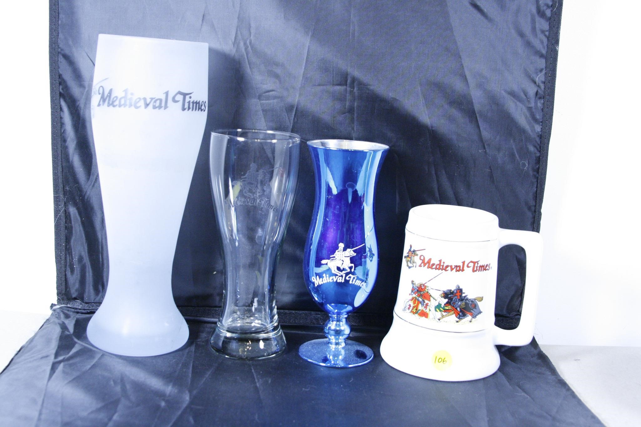 SET OF 4 MEDIEVAL TIMES GLASSES