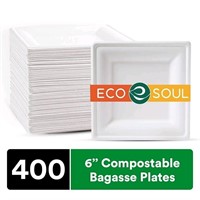 ECO SOUL Pearl White 6 Inch Square, 400-Pack, Pape