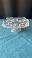 Floral Pansy Bouquet Crystal Footed Dish