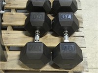 70LB RUBBER DUMB BELLS