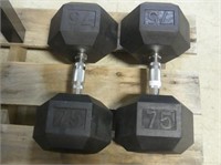 75LB RUBBER DUMB BELLS