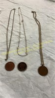 3 Large Cent Holed Necklaces