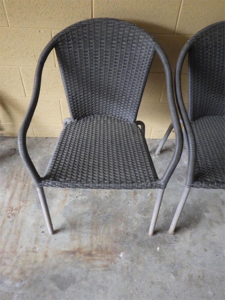 2 Brown Outdoor Wicker Chairs