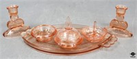 Apricot Glass Vanity Set / 6 pc
