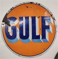 "Gulf" Double Sided Porcelain Sign