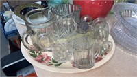 Pitchers and jars on vintage platter