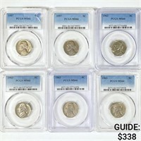 (6) Jefferson Silver Nickels PCGS MS66 1957-1963
