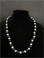 Vintage 925 Silver & Black Bead Necklace, Mexico