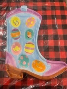Ceramic Cowboy boot deviled egg holder