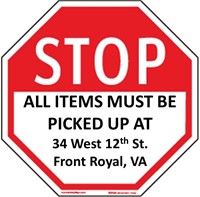 ALL ITEMS MUST BE PICKED UP IN FRONT ROYAL VA