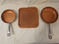 Copper Skillets and Griddle Plate