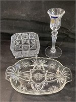 VTG Glass Footed Bowl & More