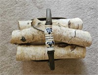 Brass Log Keeper With Delft Knob