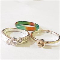$140 Silver Lot Of 3 CZ Ring