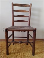 Antique Solid Wood Cane Seated Ladder Back Chair