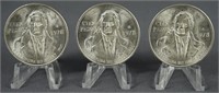 3 1978 Mexican Silver 100 Pesos BU Coins