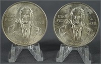 2 1978 Mexican Silver 100 Pesos BU Coins