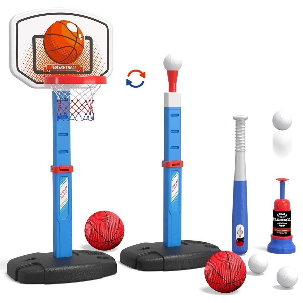 2 in 1 Kids Basketball Hoop and T Ball Set