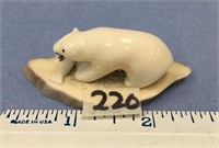 Approx. 1 1/2" carved core ivory polar bear guardi