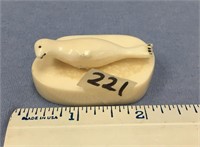 Approx. 2"  carving of a seal, out of core ivory m