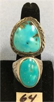 2 Turquoise and silver rings               (K15)
