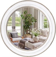 32 Rustic Farmhouse Beaded Round Mirror